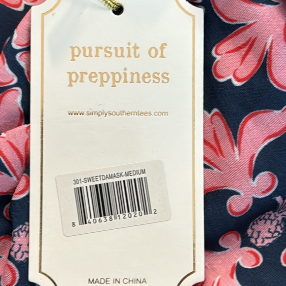 Simply Southern Sweet Damask Dress with pineapple print in Pink/Red/White/Blue - Picture 14 of 14